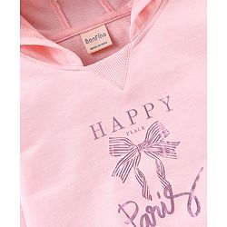Bonfino Full Sleeves Pullover Hoodie Text Graphic - Pink