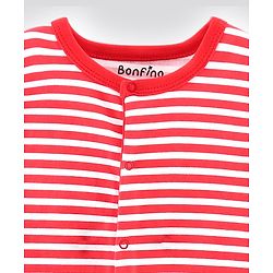 Bonfino Full Sleeves Footed Sleepsuits Animal Print Pack of 2 - Red White
