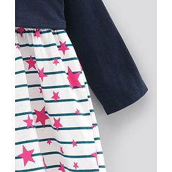 Bonfino Half Sleeves Frock with Full Sleeves Shrug Star Print - White Blue