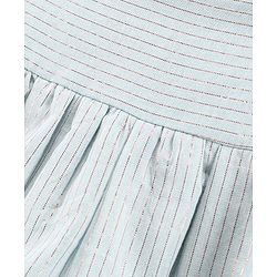 Bonfino Cotton Sleeveless Frock With Headband Stripes Print- Blue