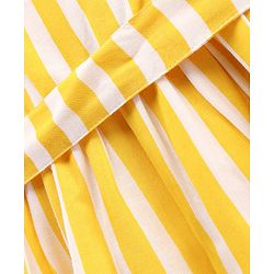 Bonfino Sleeveless Cotton Frock With Headband Striped - Yellow