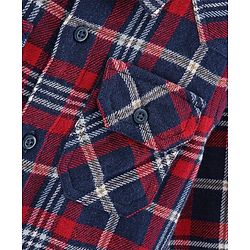Bonfino Full Sleeves Flannel Check Shirt With Patch Pocket - Maroon