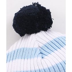 Bonfino Striped Woollen Cap Off White - Diameter 13 cm