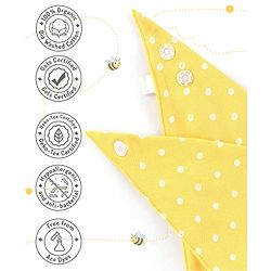 Bonfino Premium 100% Organic Cotton Bandana Bibs Honey Bee Print Set Of 3 - Yellow