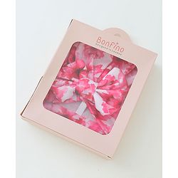Bonfino Free Size Cap with Bow Applique Floral Print - Red & White