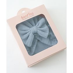 Bonfino Free Size Textured Cap with Bow Applique - Grey