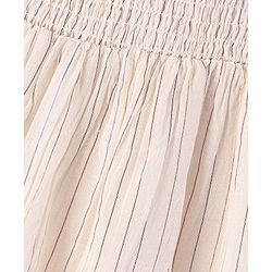 Bonfino 90% Cotton 8% Viscose 2% Mettalised Fibre Singlet Frock With Lurex Stripes - OffWhite