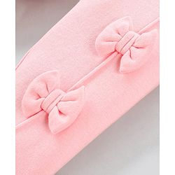 Bonfino Sleeveless Embroidered Frock Style Top With Ankle Length Legging with Bow Applique - Pink