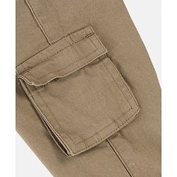 Bonfino Cotton Elastane Woven Ankle Length Trouser With Front Flap Pockets- Beige & Brown