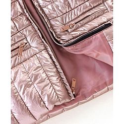 Bonfino Full Sleeves Padded Jacket with Hood Solid Colour Pattern - Pink