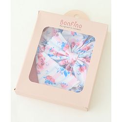 Bonfino Free Size Head Turbans Floral Print With Bow Multicolor - Diameter 13 cm