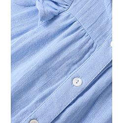 Bonfino 100% Cotton Woven Frill Sleeves Solid A-Line Dress - Lavender