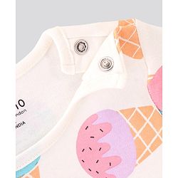 Bonfino 100% Cotton Half Sleeves Night Suit With Ice Cream Print Pack Of 2- Ivory & Lavender