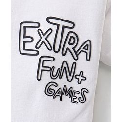 Bonfino Cotton Knit Half Sleeves Text HD Printed T-Shirt & Striped Shorts Set - White & Light Blue