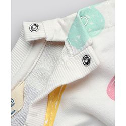 Bonfino 100% Cotton French Terry Full Sleeves Sweatshirt with Heart Print - Ivory