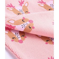 Bonfino 100% Cotton Rib Full Length Leggings With Solid Color & Deer Print Pack Of 3 - Maroon Teal & Pink