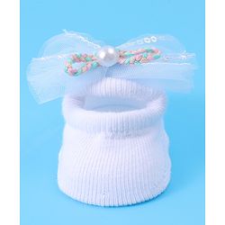 Bonfino Headband With Booties & Bow Applique Free Size - Blue