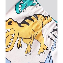 Bonfino 100% Cotton Knit Above Knee Length Shorts With Solid Colour & Dino Print Pack of 3 - Blue & Off White