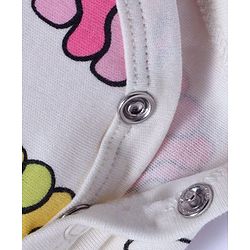 Bonfino 100% Cotton Knit Frill Sleeves Onesies With Candy Print Pack Of 3 - Pink, Off White & Green
