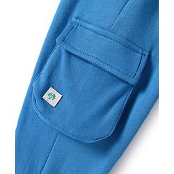 Bonfino Cotton Knit Ankle Length Lounge Pants With Cargo Pockets- Blue
