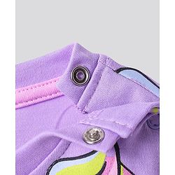 Bonfino Cotton Half Sleeves T-Shirt & Shorts Set With Unicorn Print - Lilac