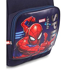 Bonfino Marvel 16 Inches Spiderman School Backpack|1 Main Compartment,1 Front Pocket,2 side Bottle Pockets|Water Resistant|Long lasting & Durable Zippers|For School & Outdoors|Blue