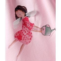 Bonfino 100% Cotton Knit Half Drop Shoulder Sleeves Oversized Dress with Angel Print - Pink