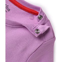 Bonfino 100% Cotton Knit Half Sleeves T-Shirt & Shorts Set With Unicorn Print & Applique - Lilac