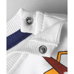 Bonfino 100% Cotton Knit Full Sleeves Co-ords Night Suit with Vehicle Print - White