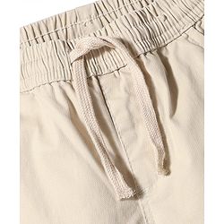 Bonfino Cotton Woven Full Length Solid Coloured Cargo Fit Joggers - Beige