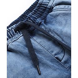 Bonfino Cotton Elastane Woven Full Length Solid Washed Denim Jeans with Cargo Pocket - Blue
