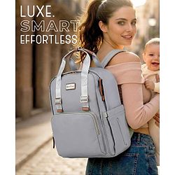 Bonfino Bambino Luxe Smart Multipurpose Diaper Backpack with Diaper Changing Mat| Adjustable Padded Shoulder Strap| Insulated Bottle Pouches| Secret Back Pouch | Capacity- 26L - Olive Green