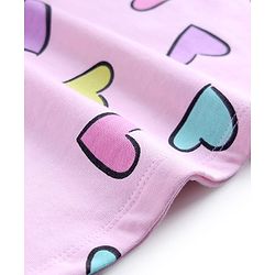Bonfino 100% Cotton French Terry Full Sleeves Oversized T-Shirt Dress with Heart Print - Lilac
