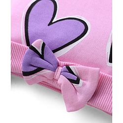 Bonfino 100% Cotton Knit Cap Mittens & Booties With Heart Print Pink - Diameter 11.5 cm