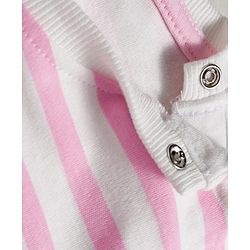 Bonfino 100% Cotton Knit Full Sleeves T-Shirt with Stripes & Rainbow Print - White & Pink