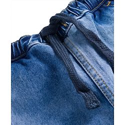Bonfino Cotton Woven Full Length Washed Cargo Jeans With Pockets - Blue