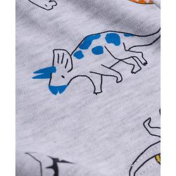Bonfino 100% Cotton Knit Shorts Solid & Dino Printed Pack of 3 - Grey Off White & Blue
