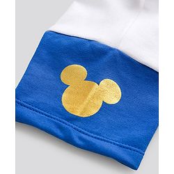 Bonfino Disney Terry Knit Oversize Drop Shoulder Half Sleeves T-Shirt with Front and Back Mickey Mouse Graphics - White