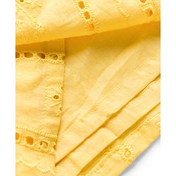 Bonfino Cotton Woven Ruffle Sleeves Schiffli Dress - Yellow