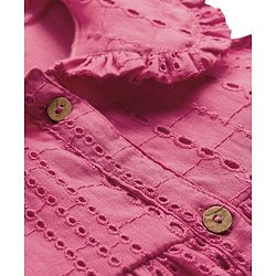 Bonfino Woven Sleeveless Schiffli Dress - Dark Pink