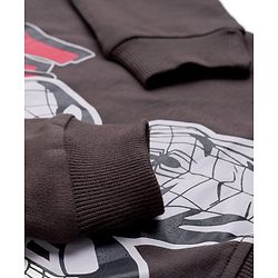 Bonfino Marvel Terry Knit Full Sleeves Oversized Sweatshirt & Lounge Pant Set with Spiderman Graphic - Charcoal Grey