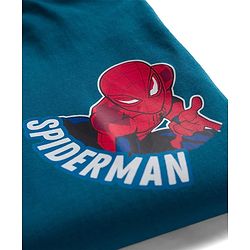 Bonfino Marvel Single Jersey Knit Drop Shoulder Half Sleeves Oversized T-Shirt with Front & Back Spiderman Graphic - Blue
