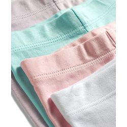 Bonfino 100% Cotton Knit Full Length Solid Colour Leggings Pack of 4 -Pink,White & Blue