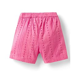 Bonfino Cotton Woven Sleeveless Schiffli Ruffles Top & Shorts Set - Pink