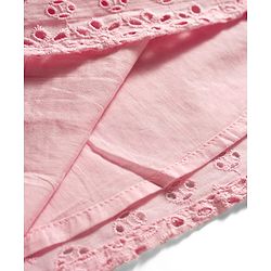 Bonfino 100% Cotton Woven Sleeveless A Line Schiffli Dress With Floral Design - Light Pink