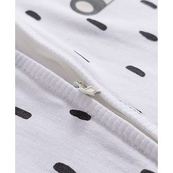 Bonfino 100% Cotton Full Sleeves Footed Sleepsuit With Panda Print & Applique - White