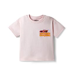 Bonfino Disney Interlock Knit Half Sleeves Oversized T-Shirt with Front & Back Car Graphics - Peach