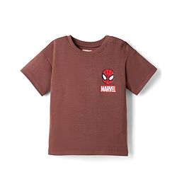 Bonfino Marvel Interlock Knit Half Sleeves T-Shirt with Front & Back Avengers Print - Brown