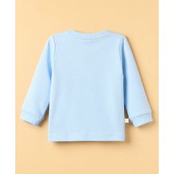 Bonfino 100% Cotton Knit Full Sleeves T-Shirt and Pajama Night Suit with Stripes and Teddy Bear Print - Blue, White