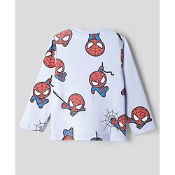 Bonfino Marvel Single Jersey Knit Full Sleeves Co-Ords T-Shirt & Pyjama Night Suit with Spider Man Print - Sky Blue